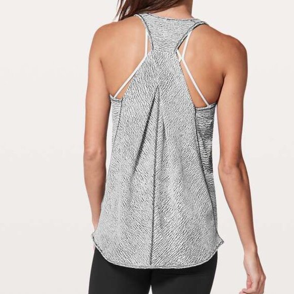 NEW Lululemon Essential Tank Sheer Luon Pebble Jacquard White Black size 8 - Picture 1 of 4